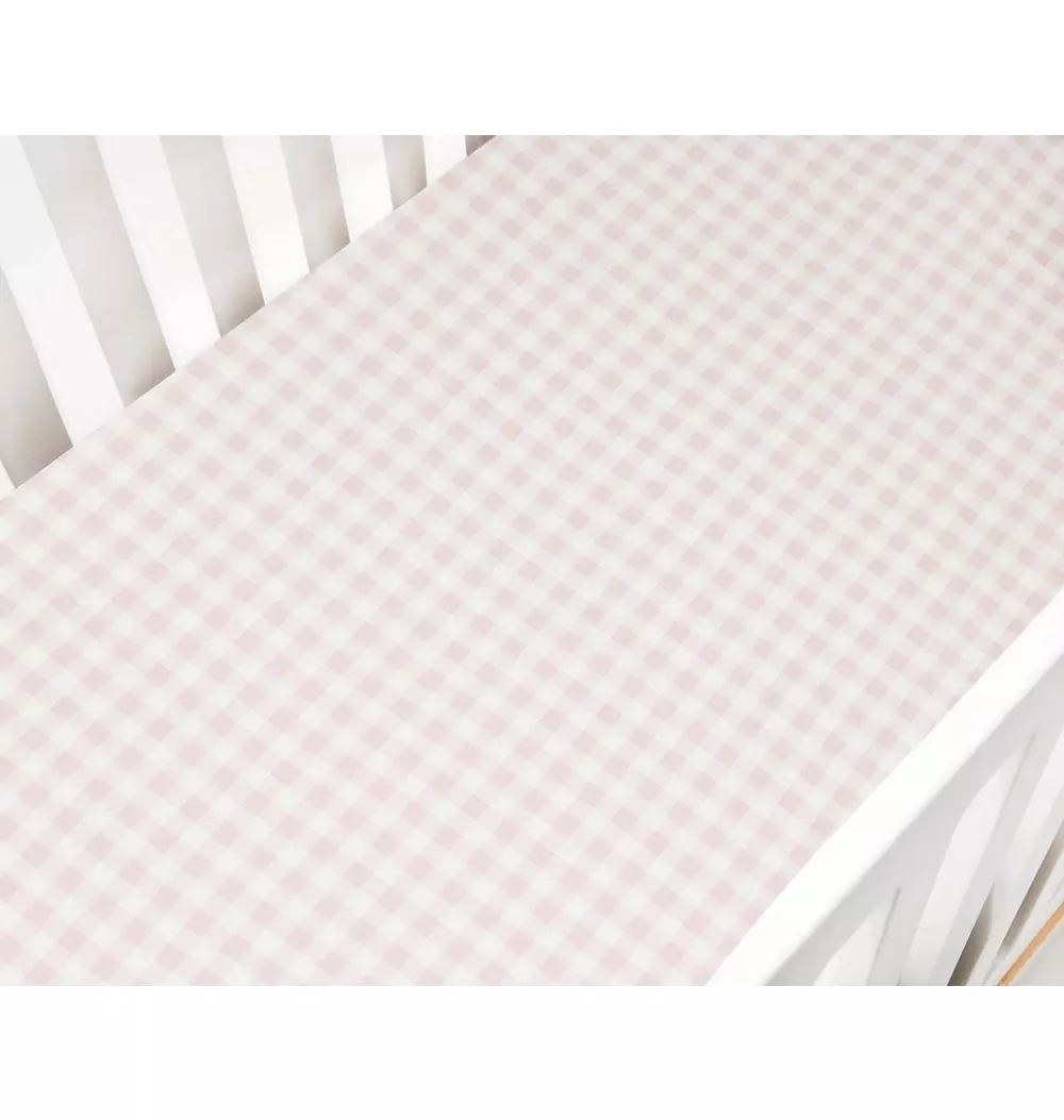Picnic Gingham Crib Sheet - Pink