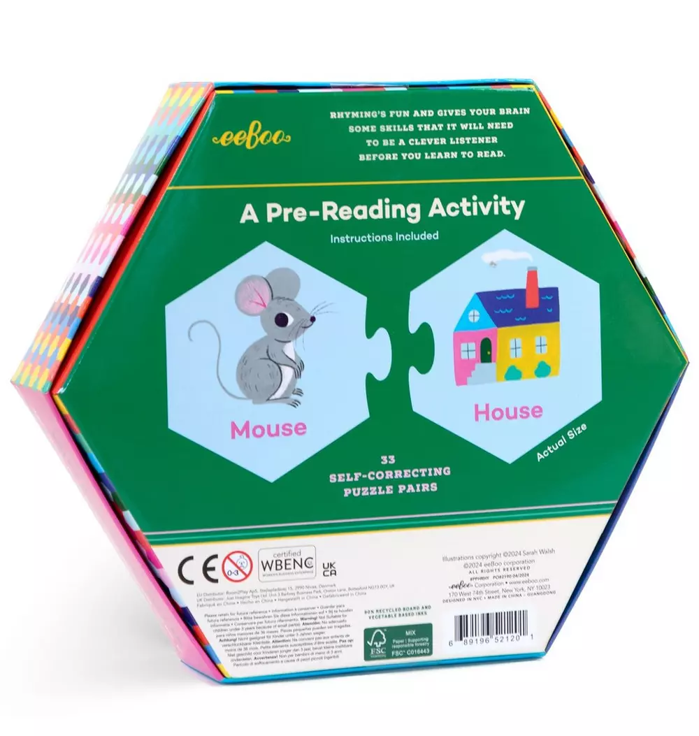 Hexagon Puzzle Pairs: Rhyming Words