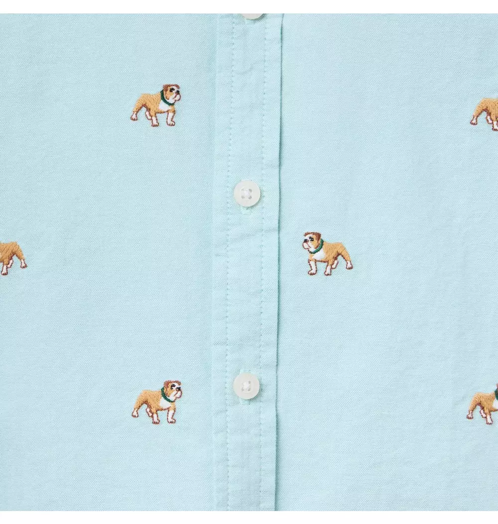 Embroidered Bulldog Oxford Shirt