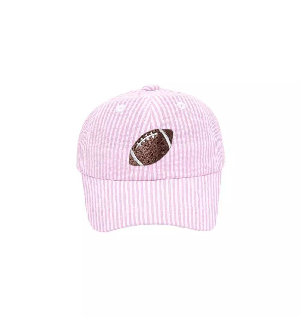 Football Seersucker Bow Baseball Hat