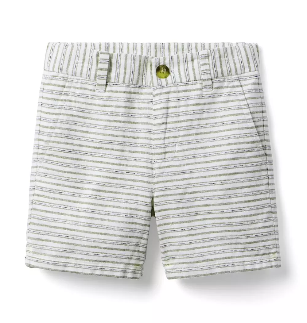 Striped Linen-Cotton Short