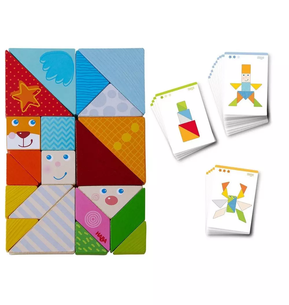 Arranging Game Funny Faces Tangram Wooden Tiles