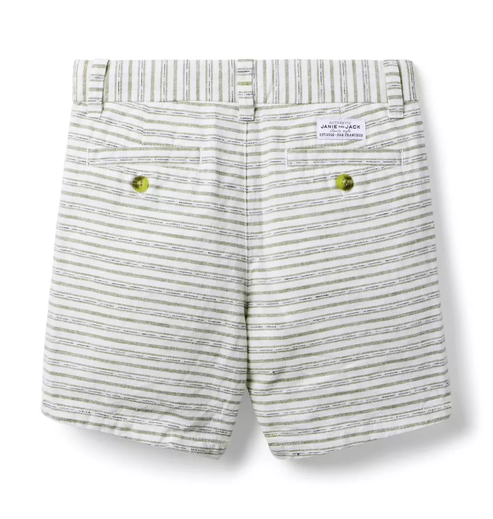 Striped Linen-Cotton Short