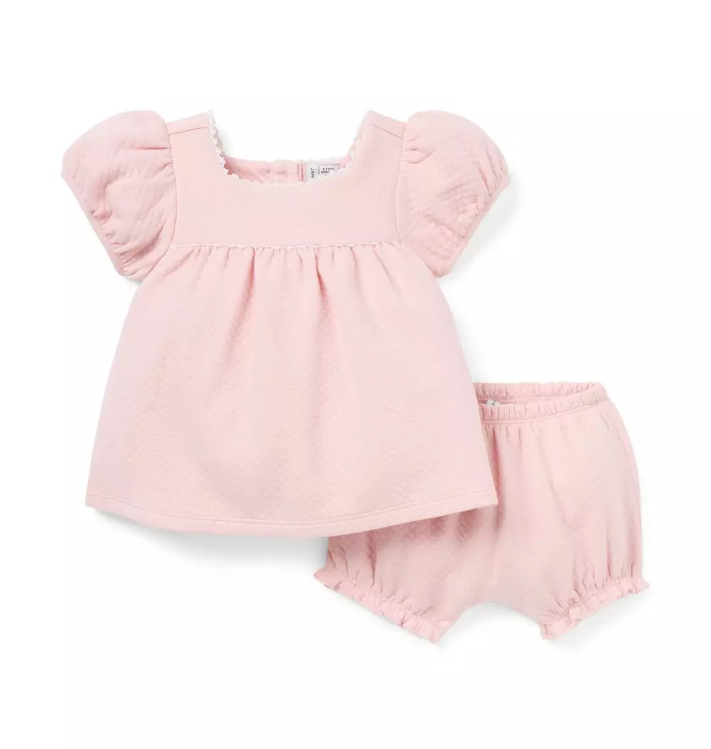 Baby Quilted Puff Sleeve Matching Set