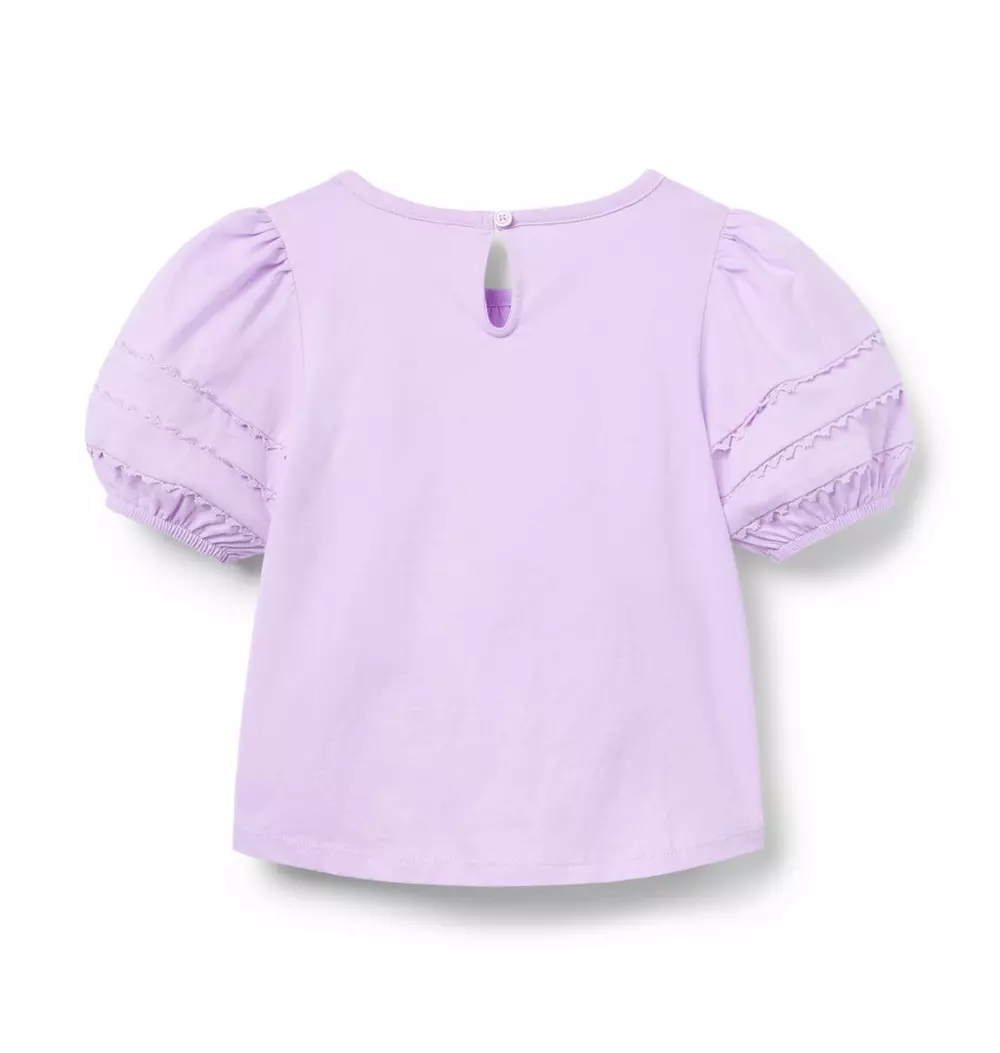 Lace Trim Puff Sleeve Top