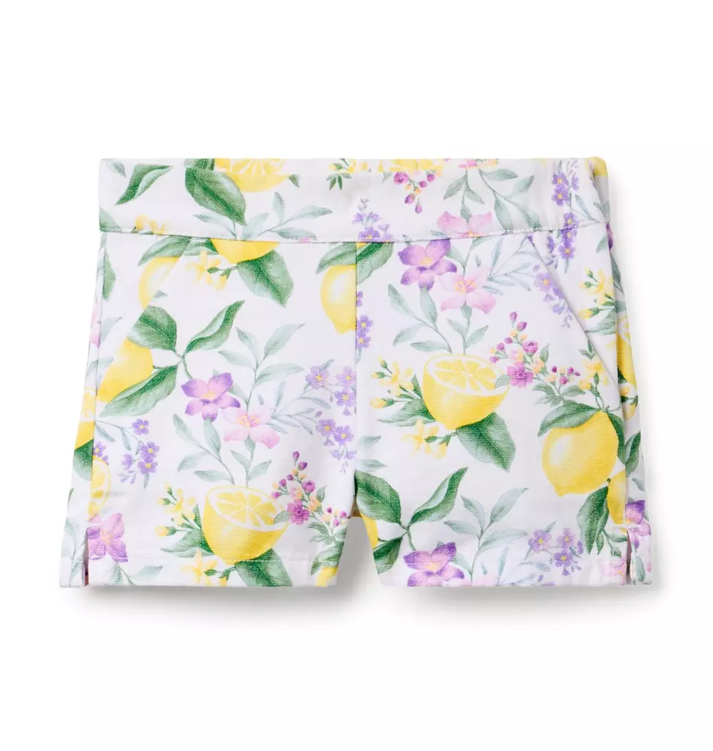Lemon Floral Canvas Short