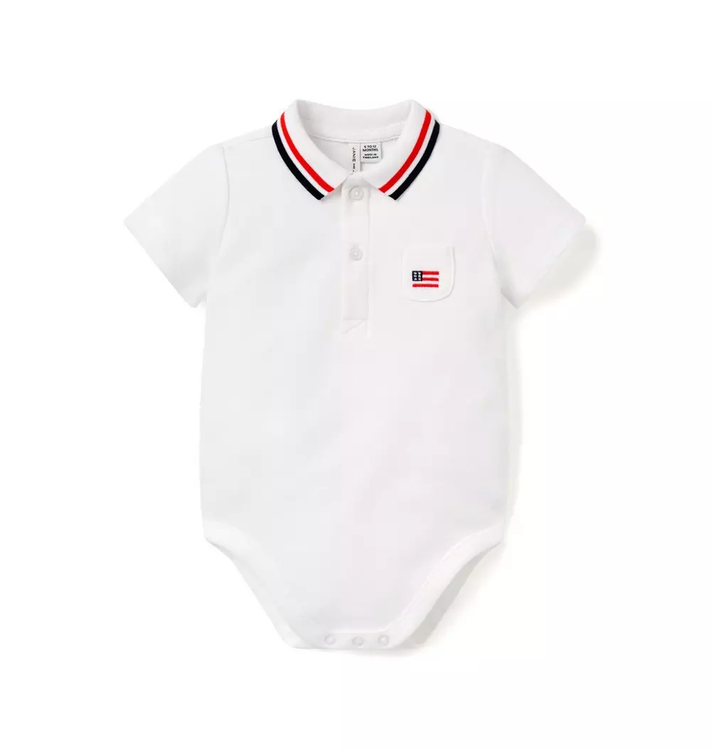 Baby Embroidered Flag Pique Polo Bodysuit