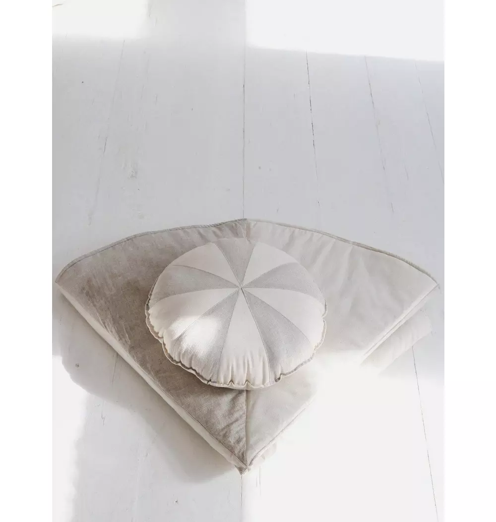 “Cream Circus” Round Patchwork Pillow