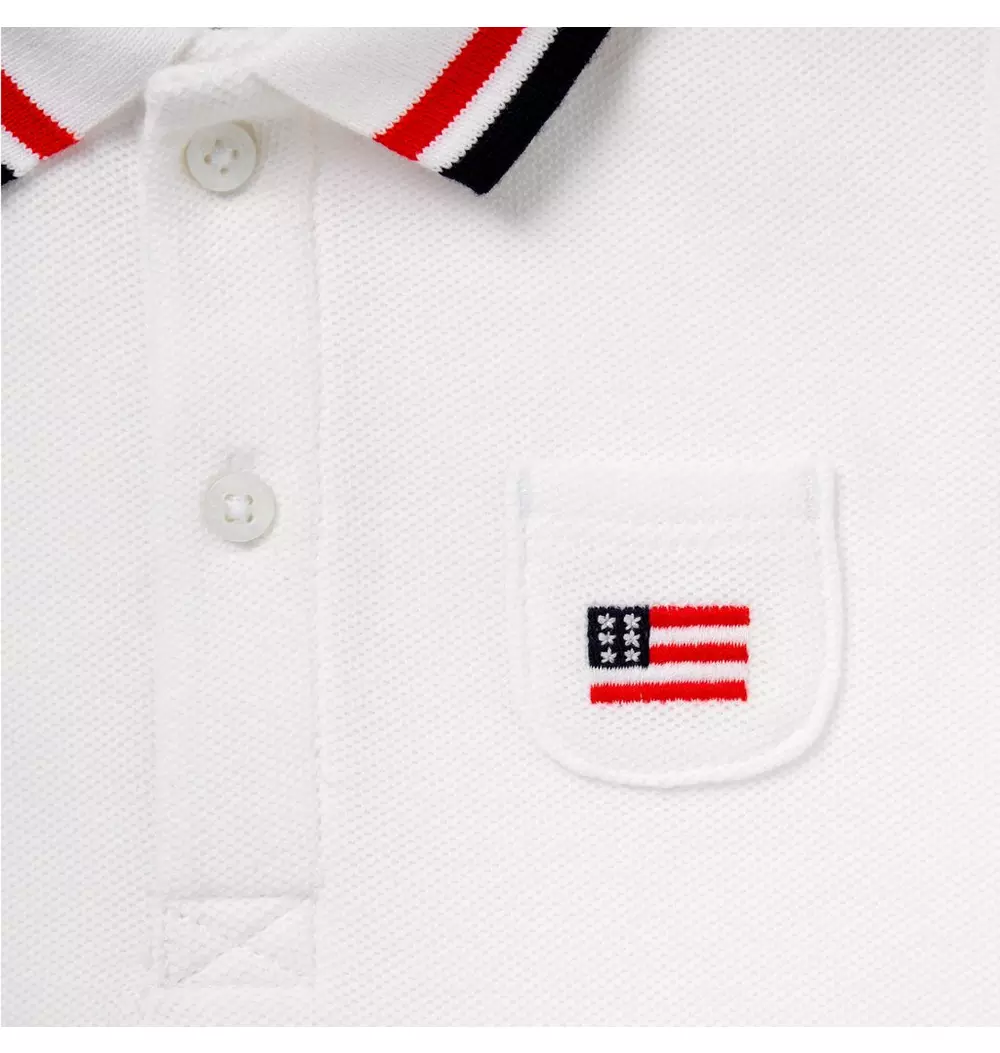 Baby Embroidered Flag Pique Polo Bodysuit