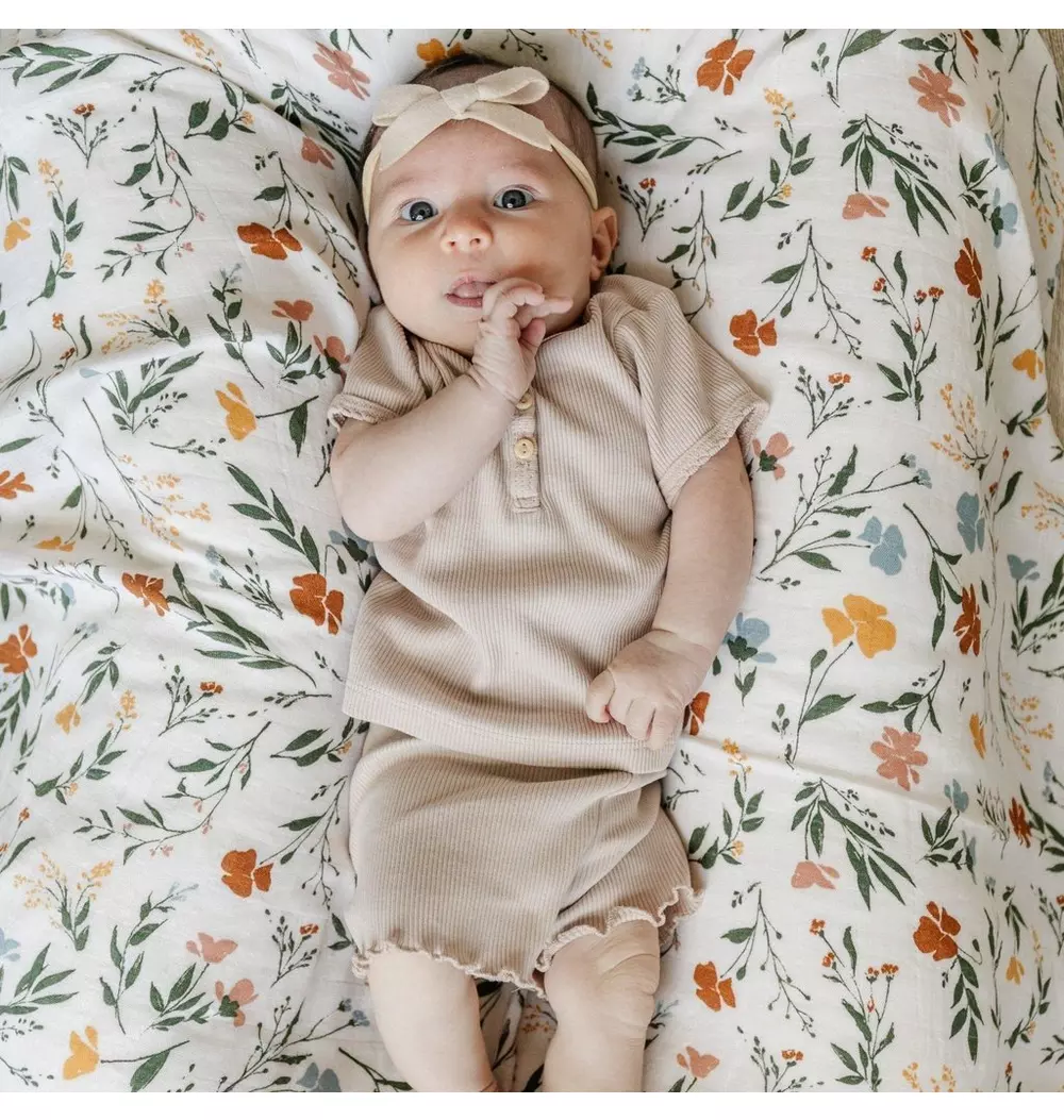 Bamboo Rayon Muslin Swaddle Fleurs