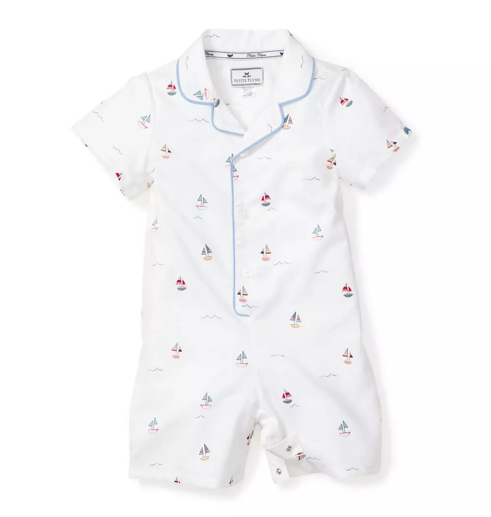 Baby's Twill Summer Romper in Bateau