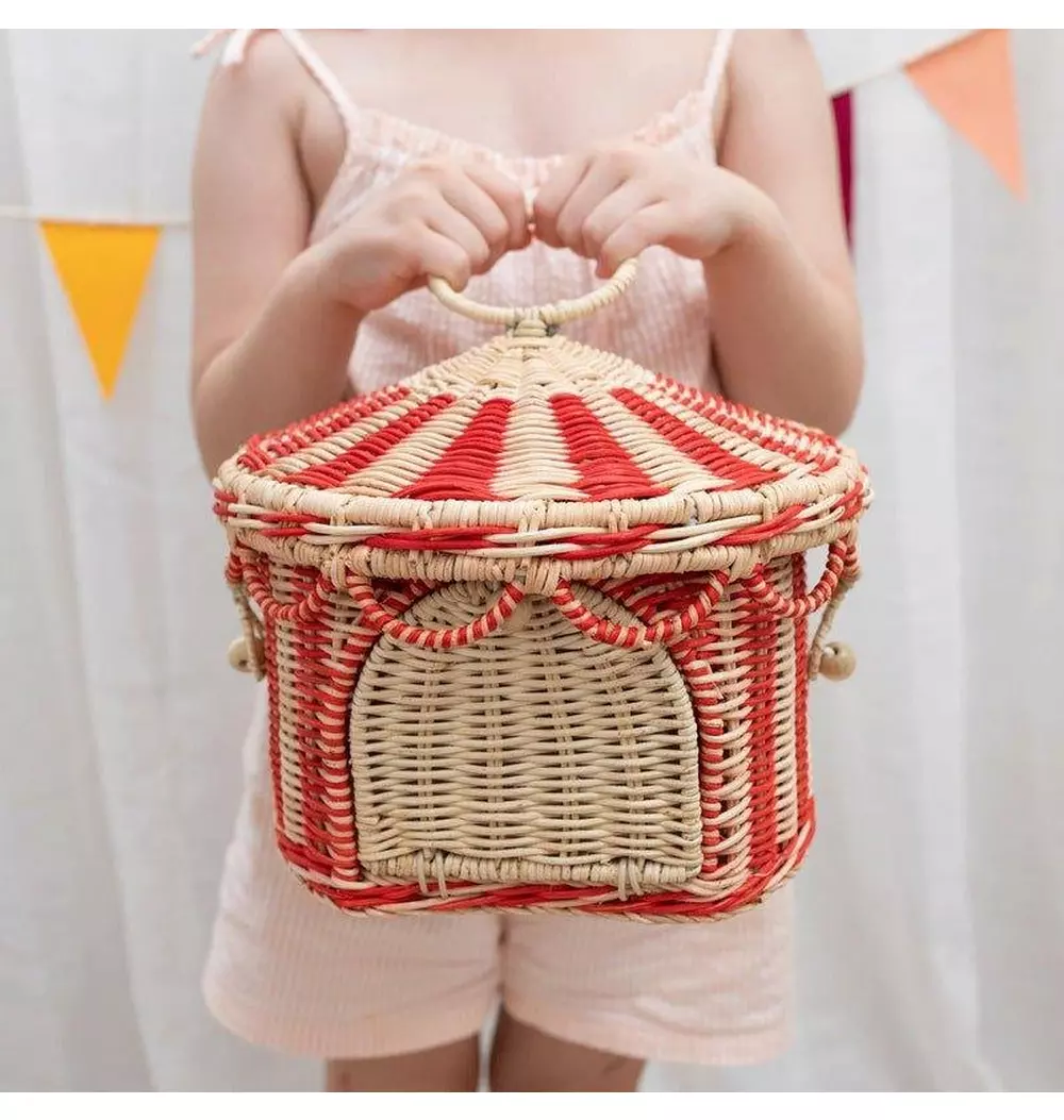 Circus Tent Basket - Red & Straw