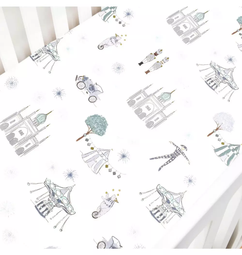 Adventures in Wonderland Crib Sheet - Aqua