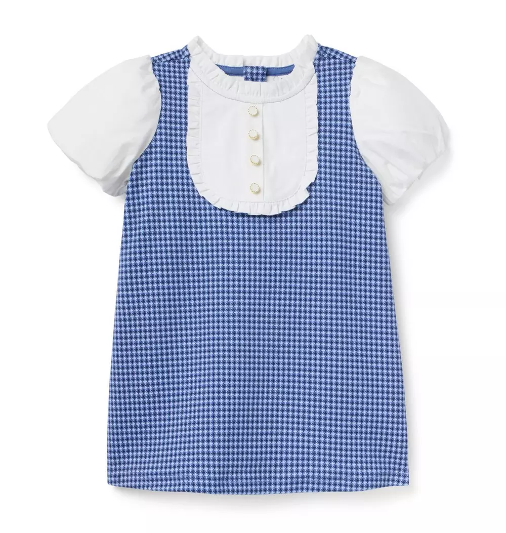 Houndstooth Puff Sleeve Dress