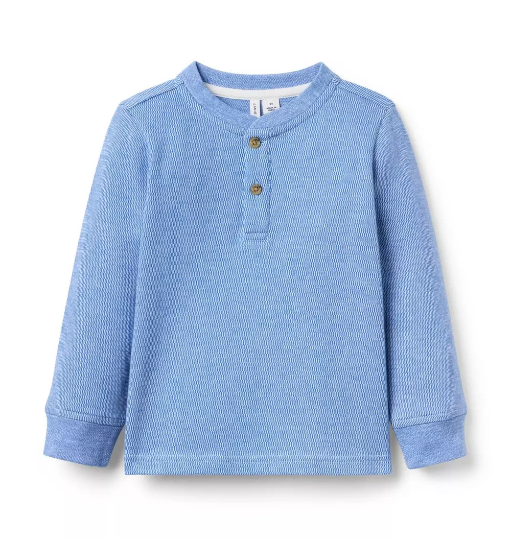 Textured Jacquard Henley Tee