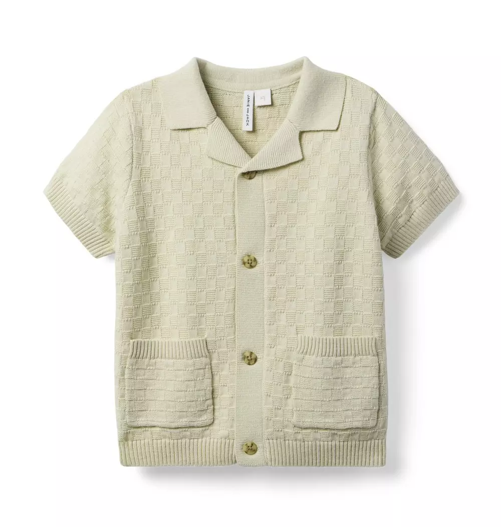 Textured Knit Collared Sweater