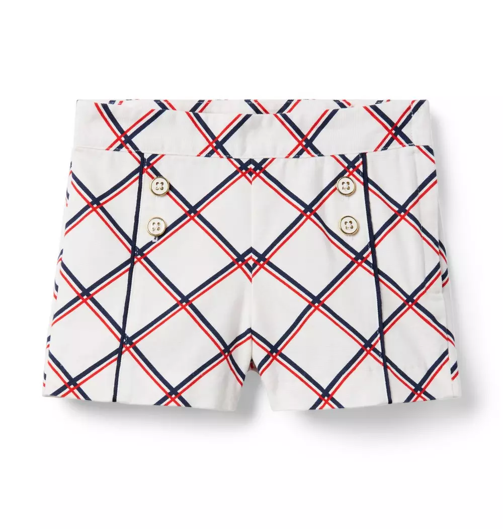 Checked Canvas Short