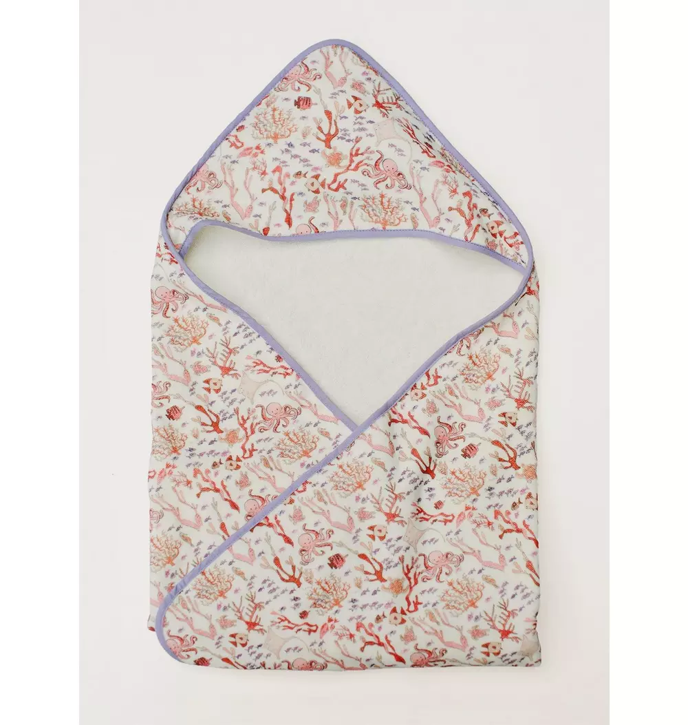 Rosy Coral Reef Hooded Bath Towel