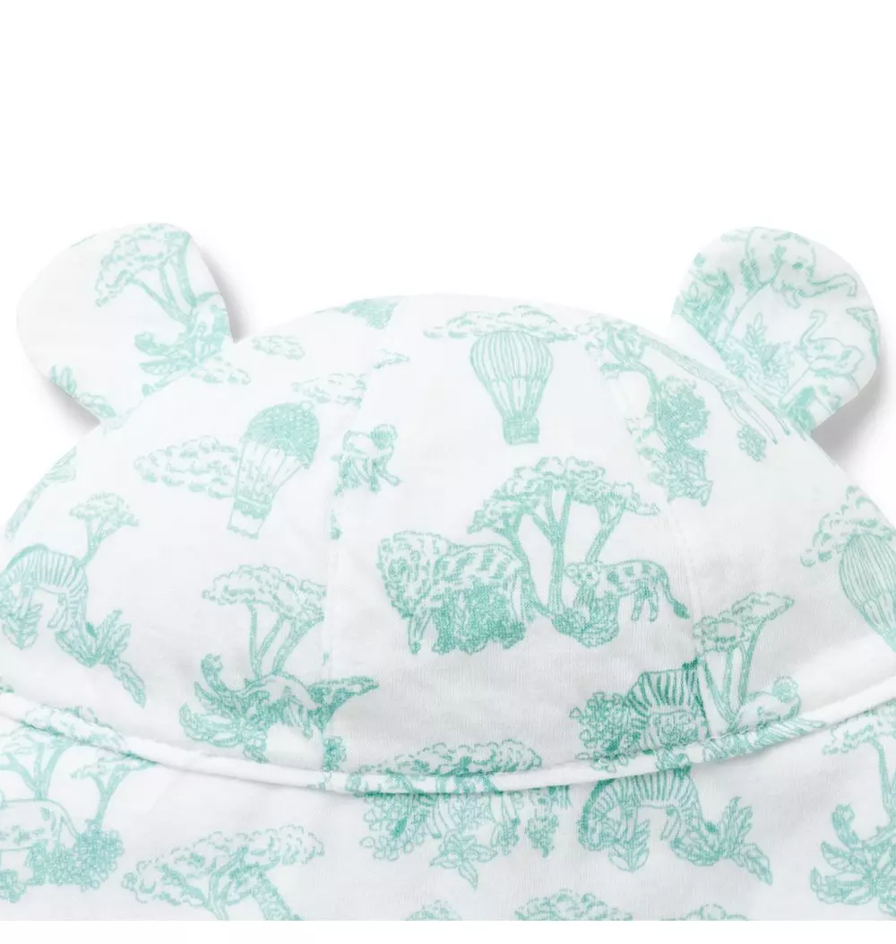 Baby Safari Toile Bear Ear Bucket Hat