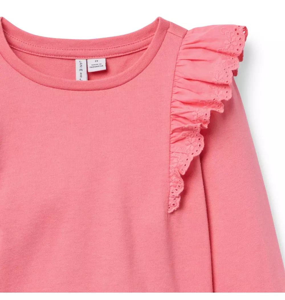Eyelet Ruffle Shoulder Top