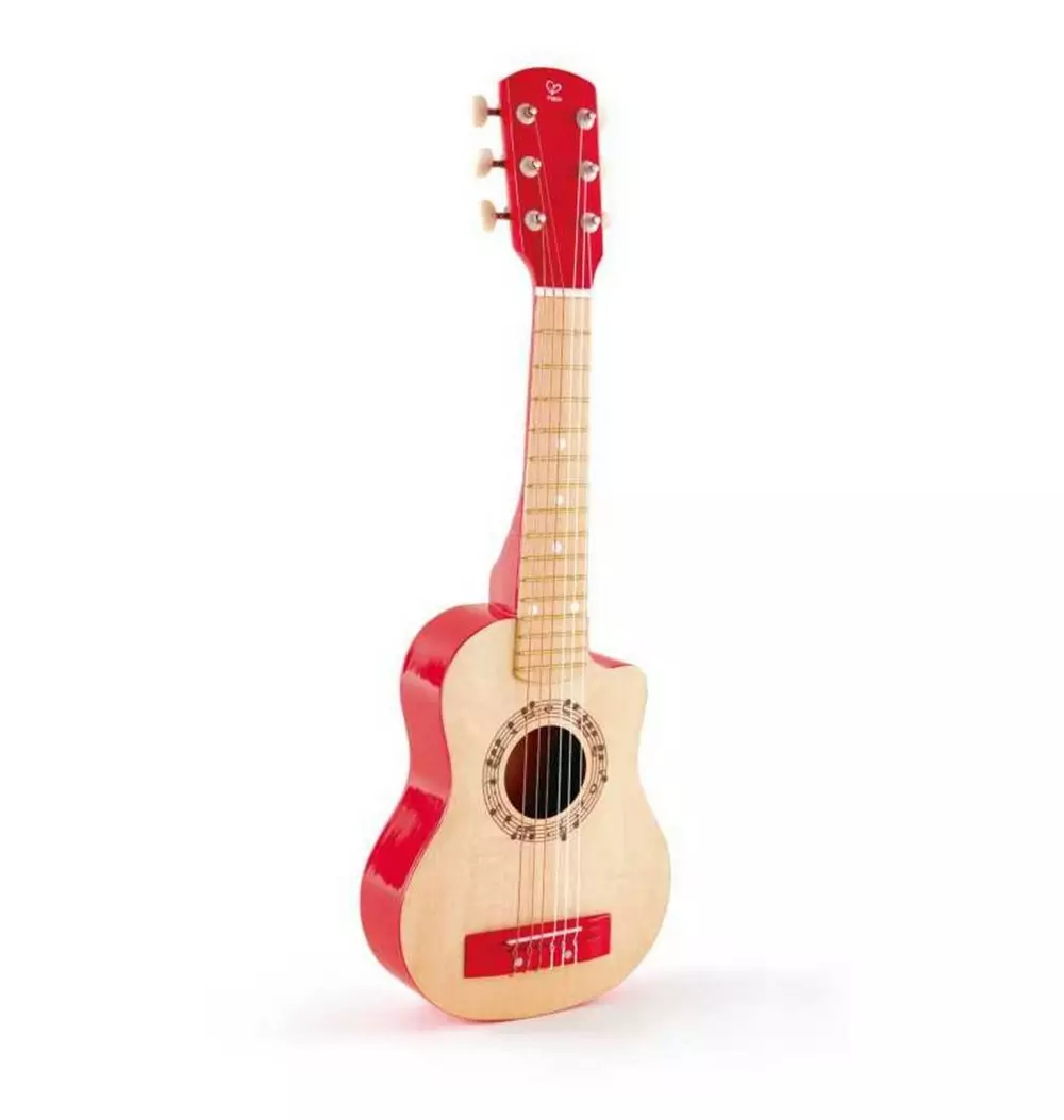 Wooden Instrument: First Musical Guitar - Red Flame