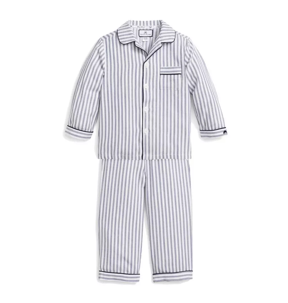 Children's Pajama Set in Navy French Ticking