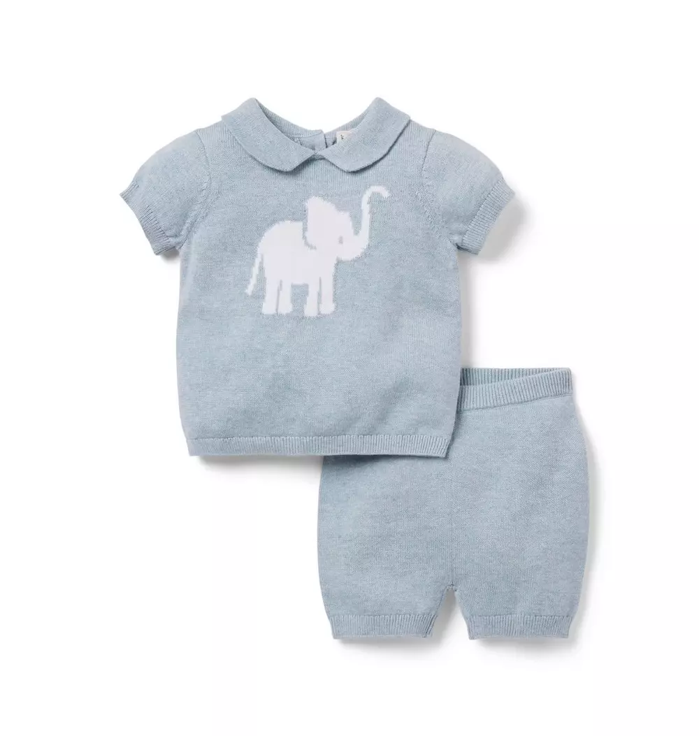 Baby Elephant Matching Sweater Set