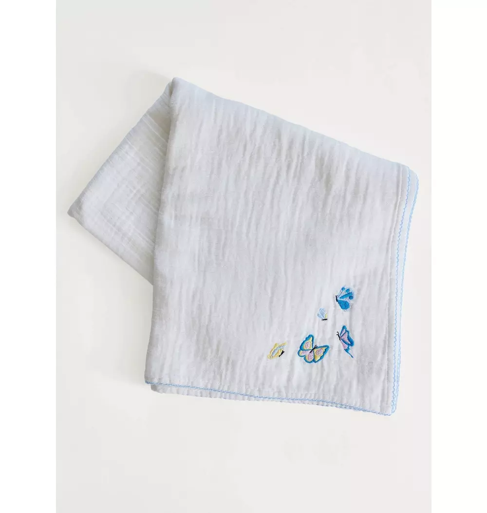 Butterfly Embroidered Shawl Blanket