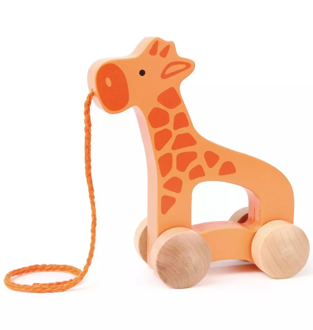 Giraffe Pull Along Toy: Orange
