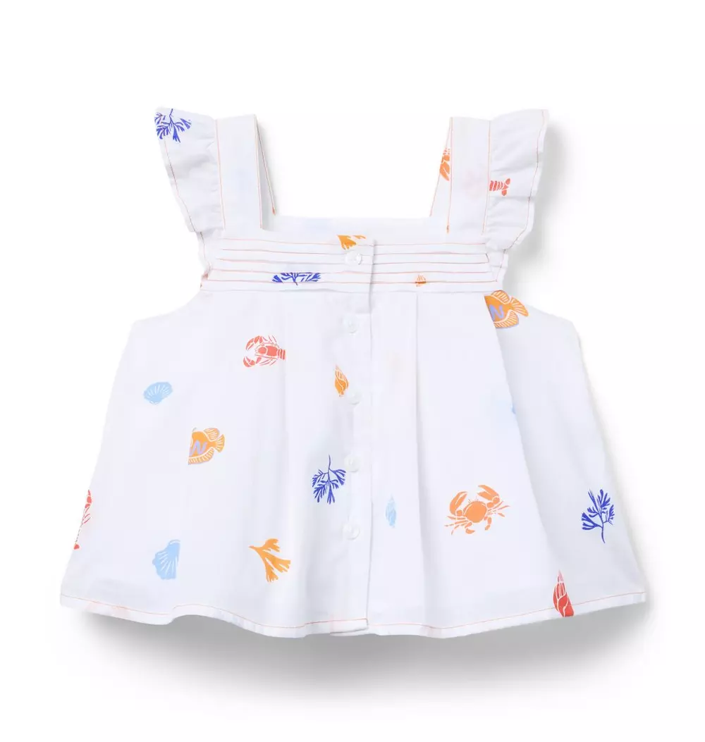 Ocean Icon Flutter Sleeve Top