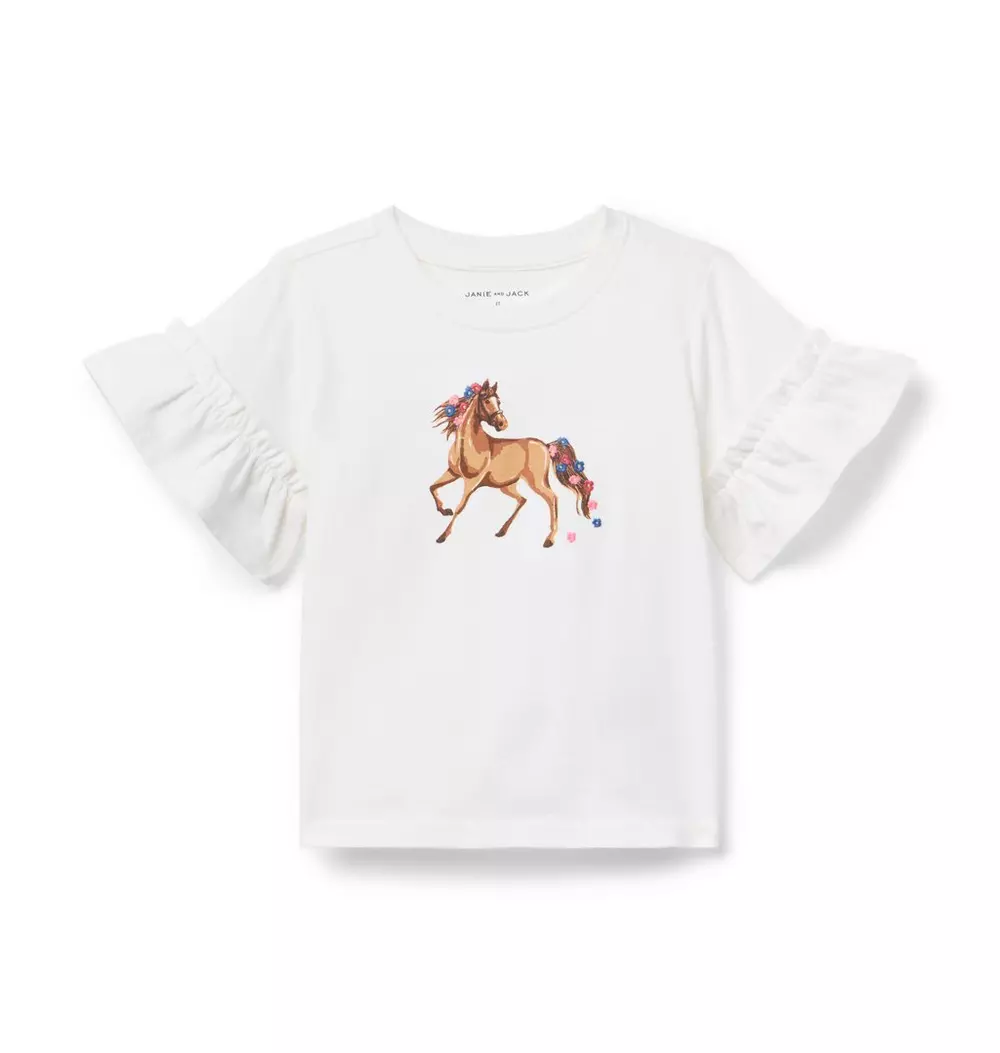 Horse Ruffle Sleeve Tee