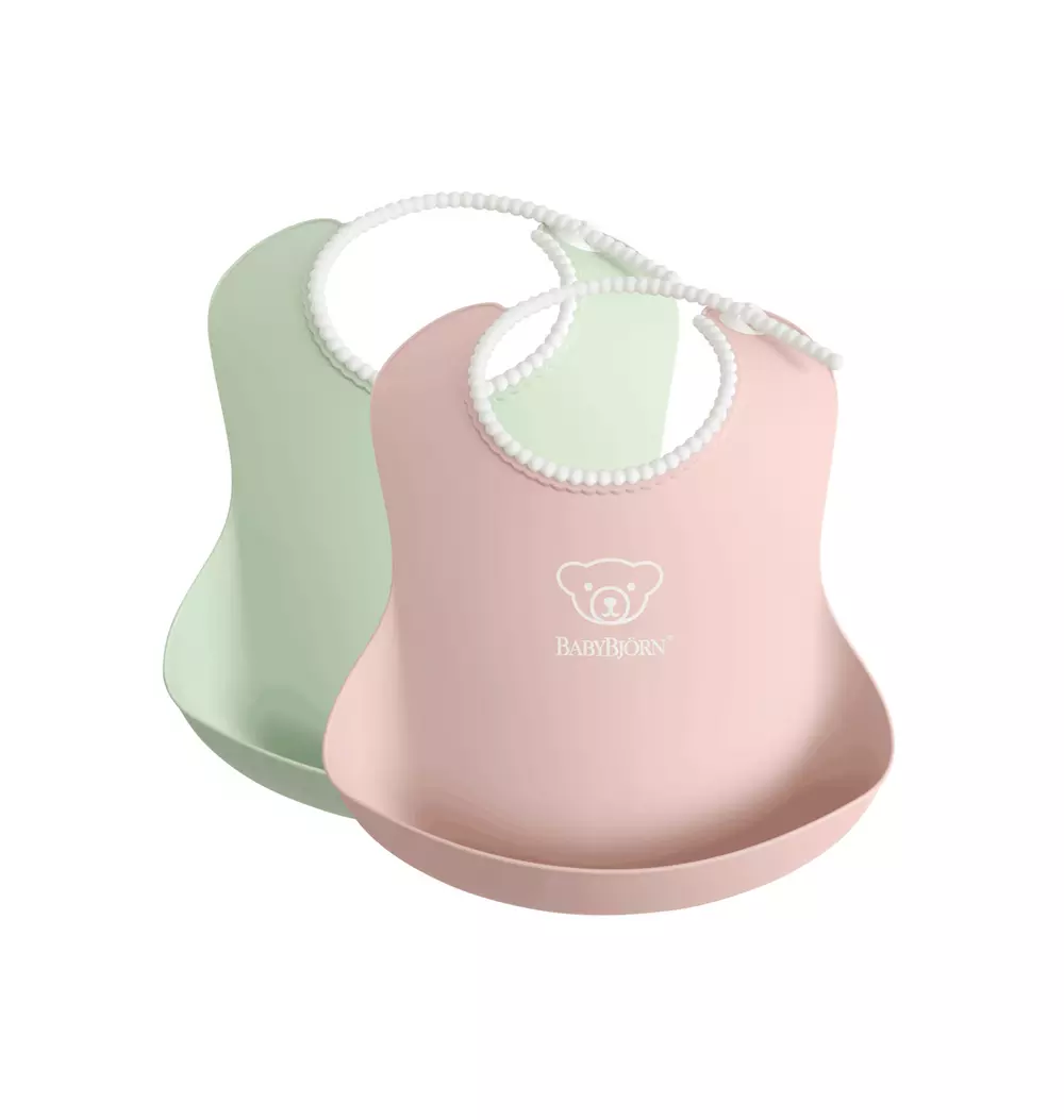 Baby Bib 2-Pack, Green / Pink