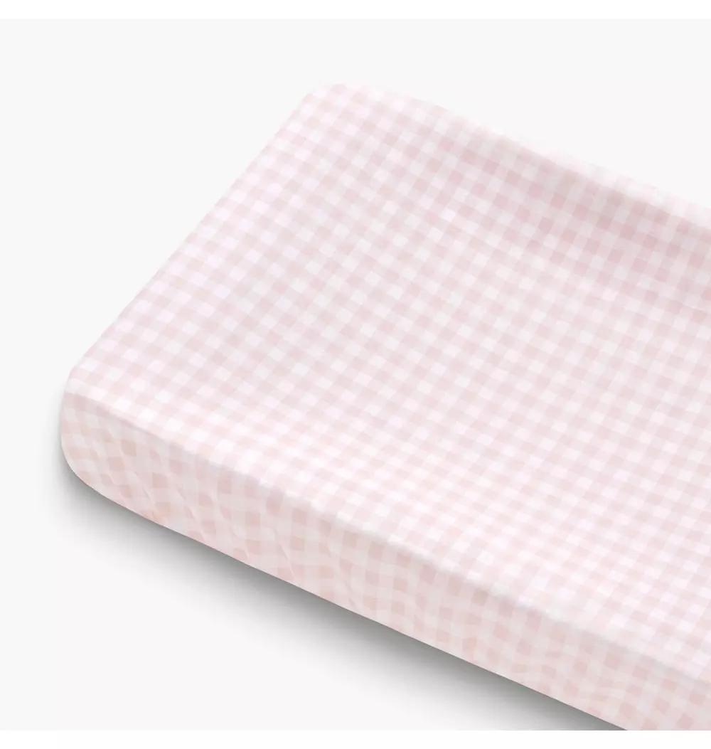 Picnic Gingham Changing Pad Cover - Pink