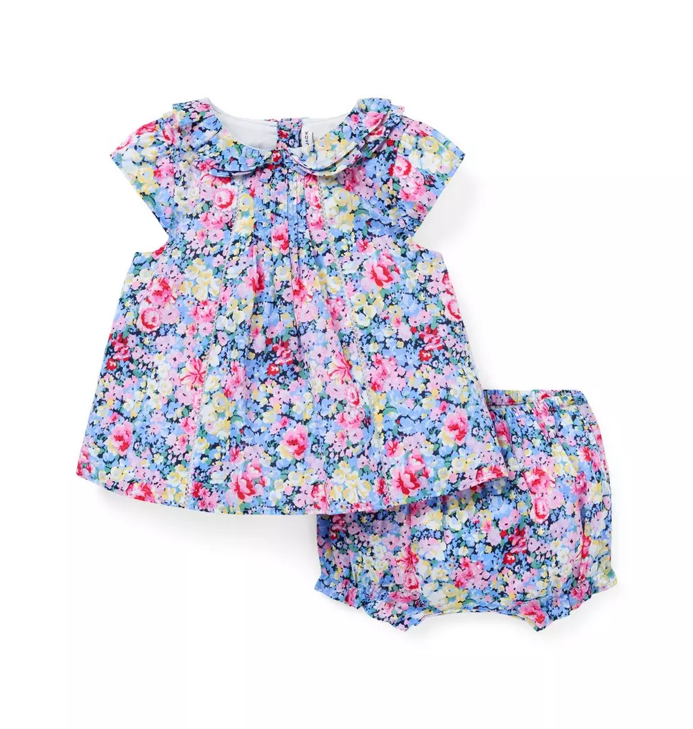 Baby Floral Ruffle Collar Matching Set