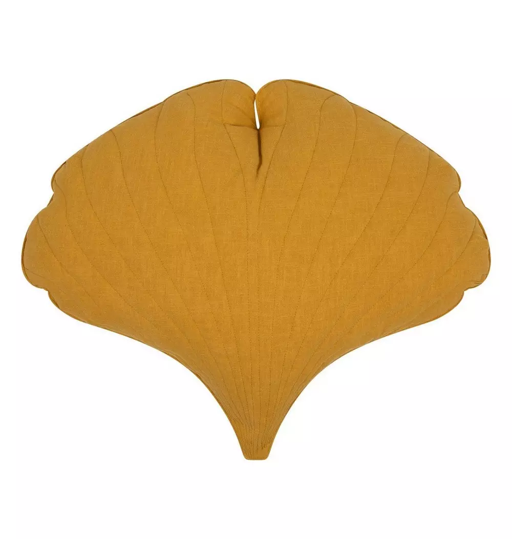 Linen “Mango” Ginkgo Leaf Pillow