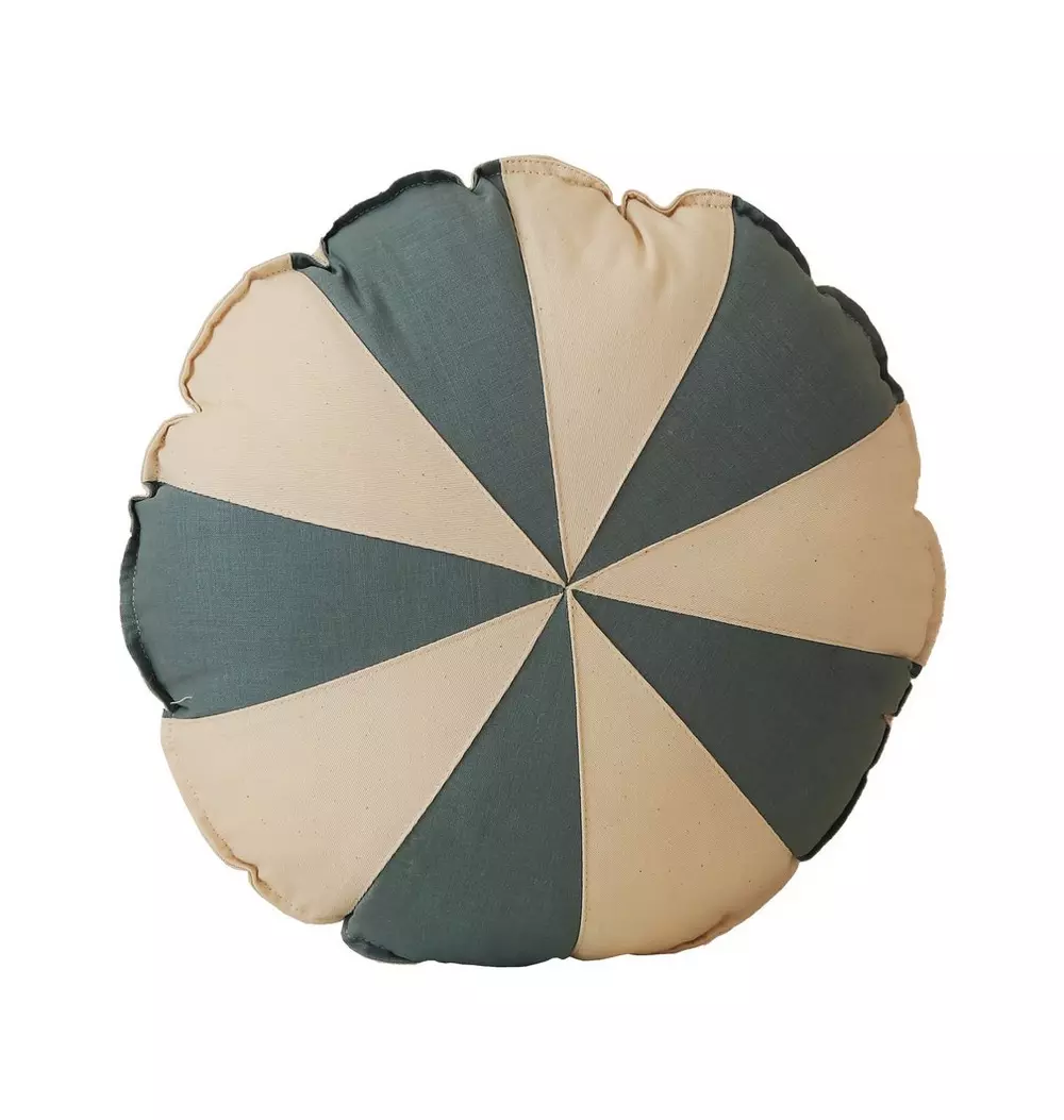 “Blue Circus” Round Patchwork Pillow