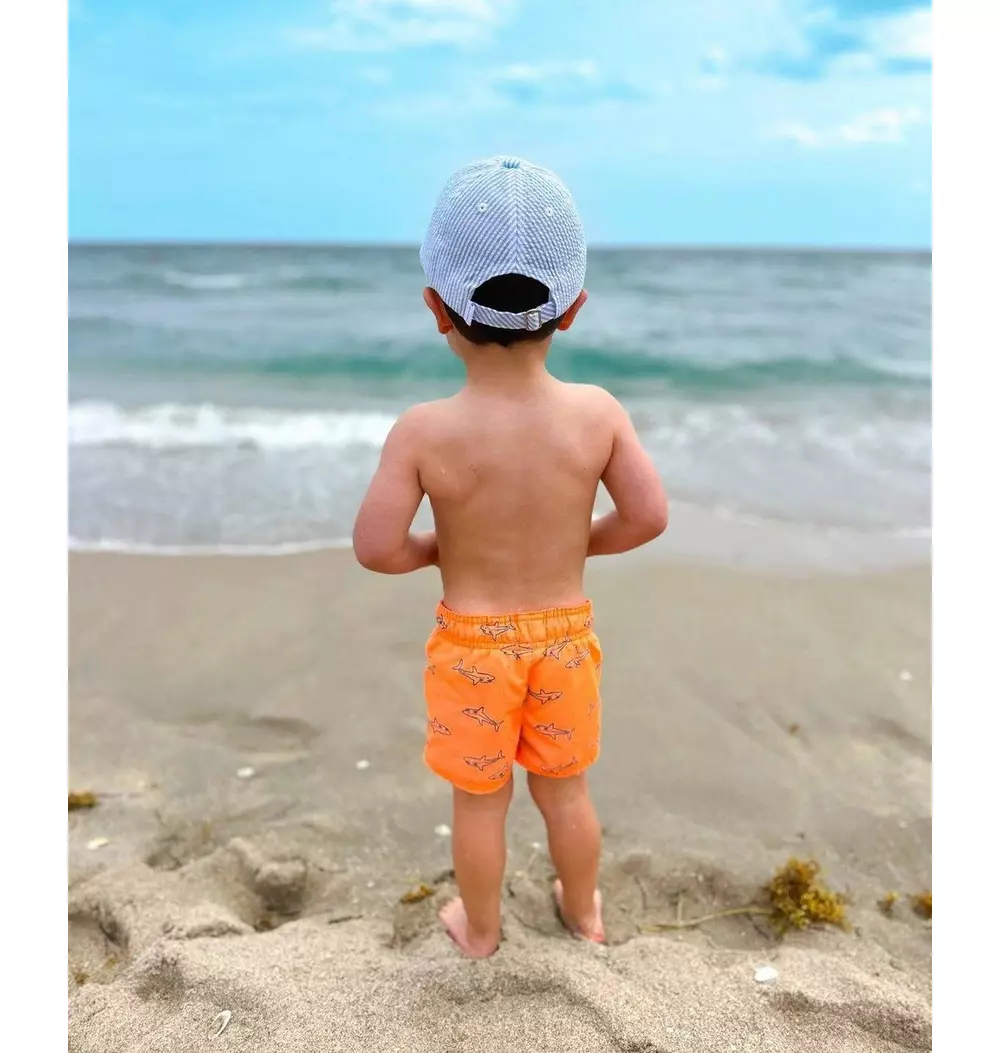 Blue Seersucker Sailboat Baseball Hat