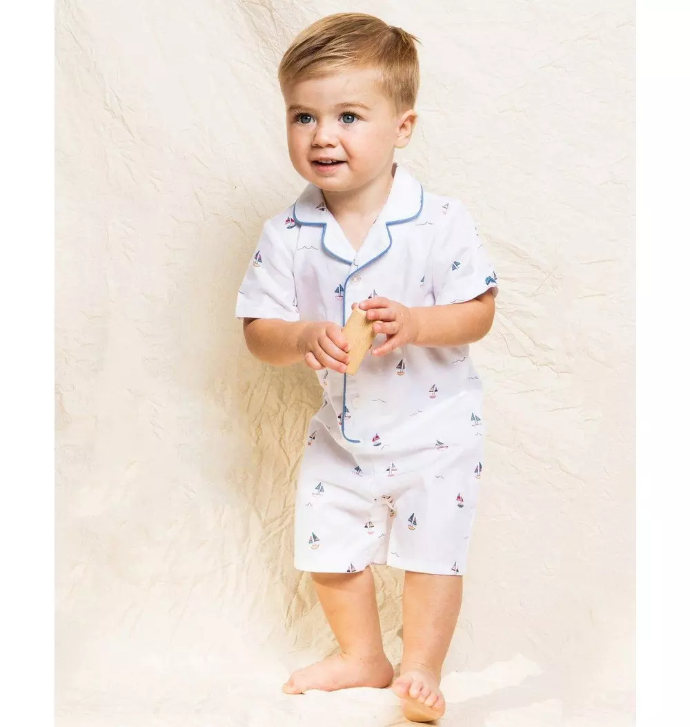 Baby's Twill Summer Romper in Bateau