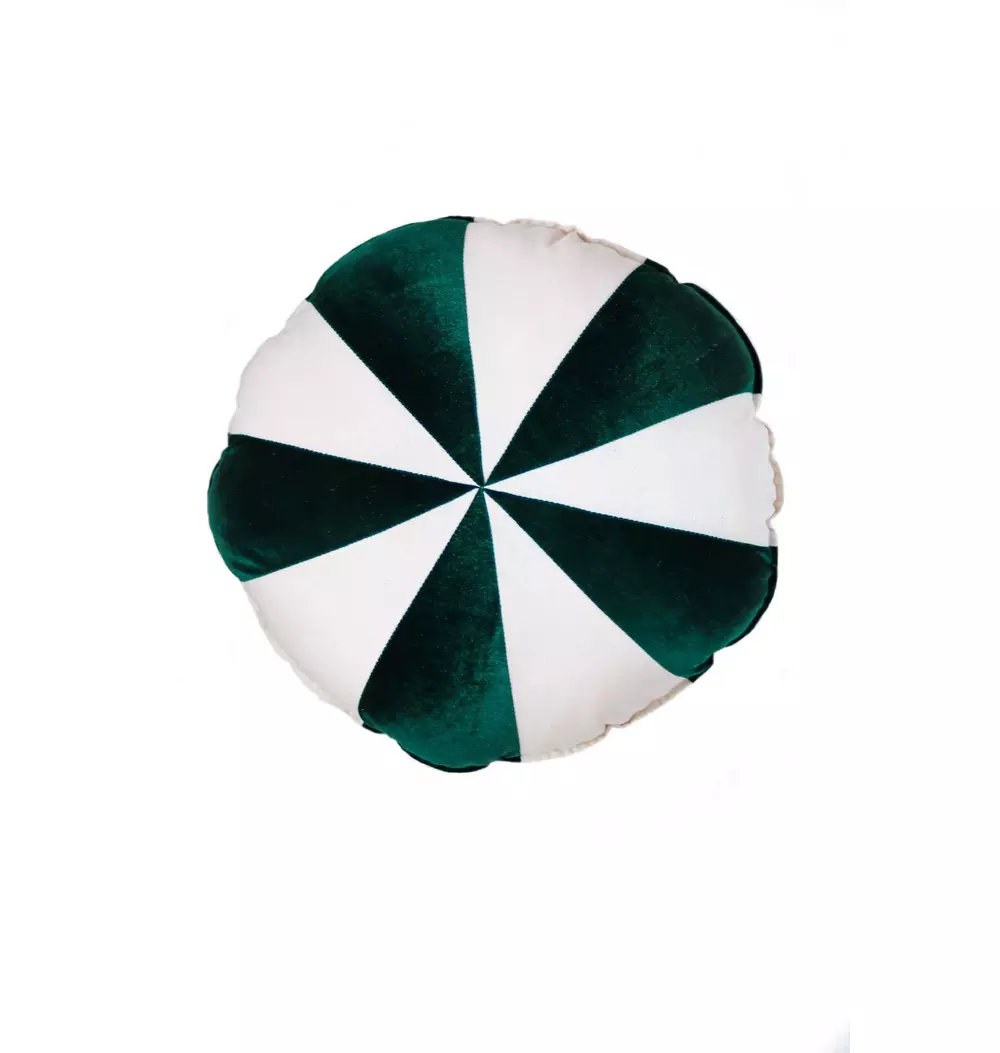 “Green Circus” Round Patchwork Pillow