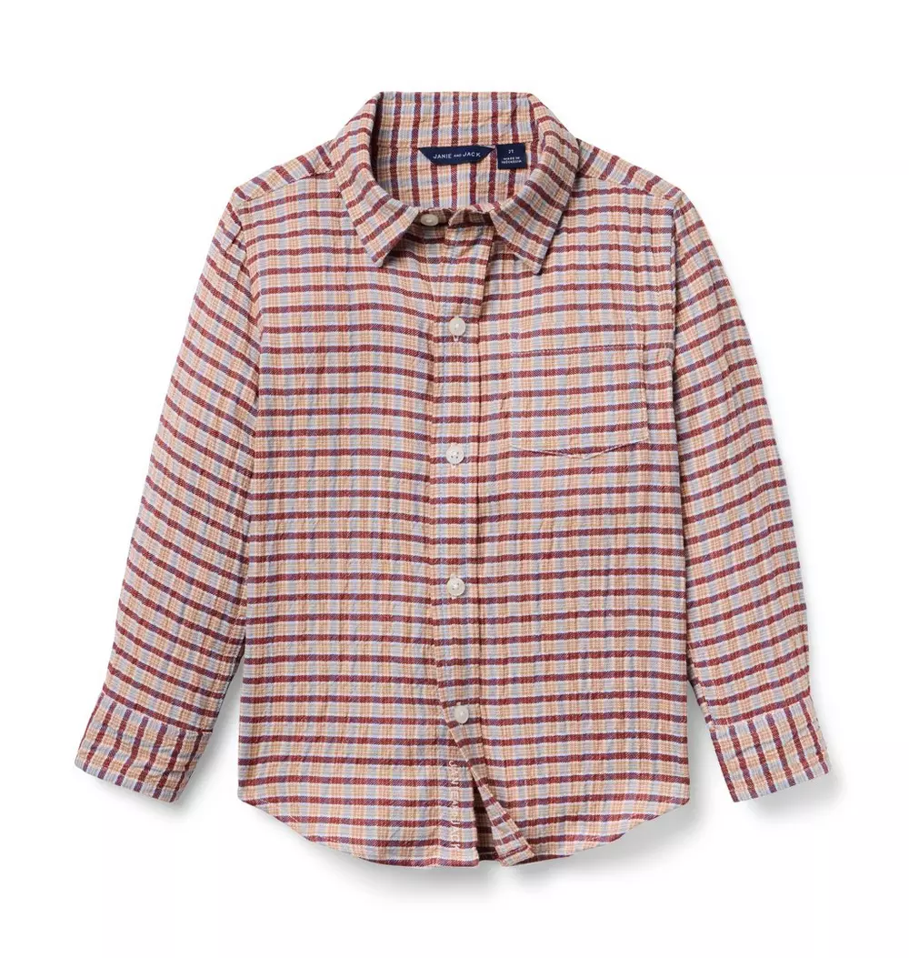 Plaid Seersucker Twill Shirt