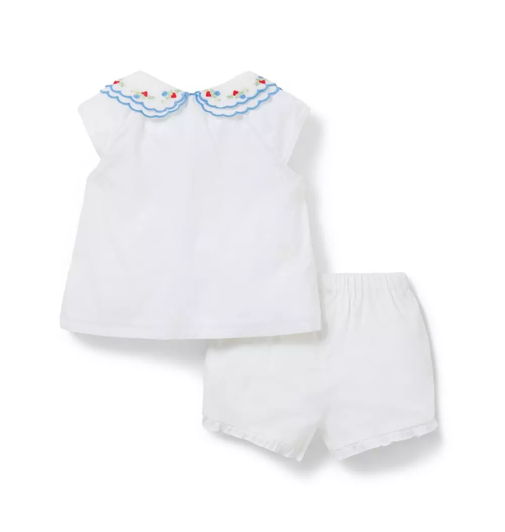 Baby Embroidered Floral Collar Matching Set