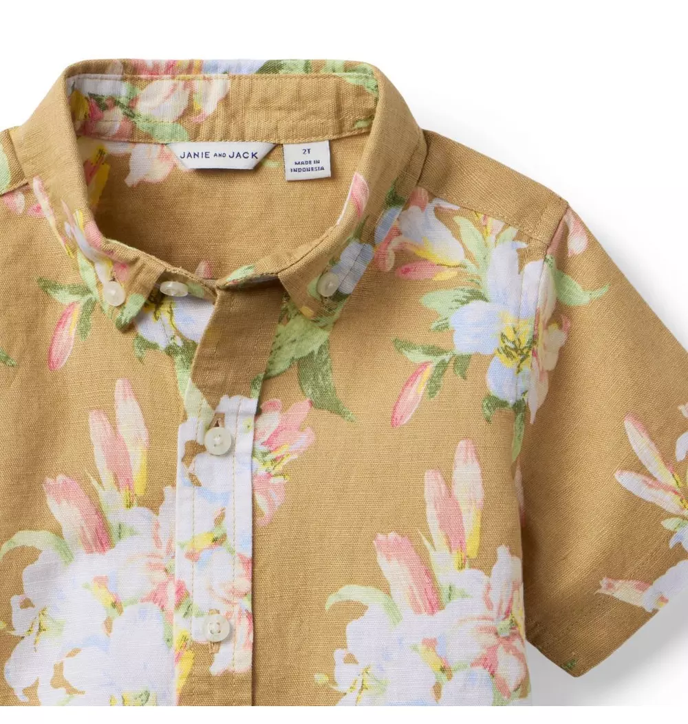 Floral Linen-Cotton Shirt