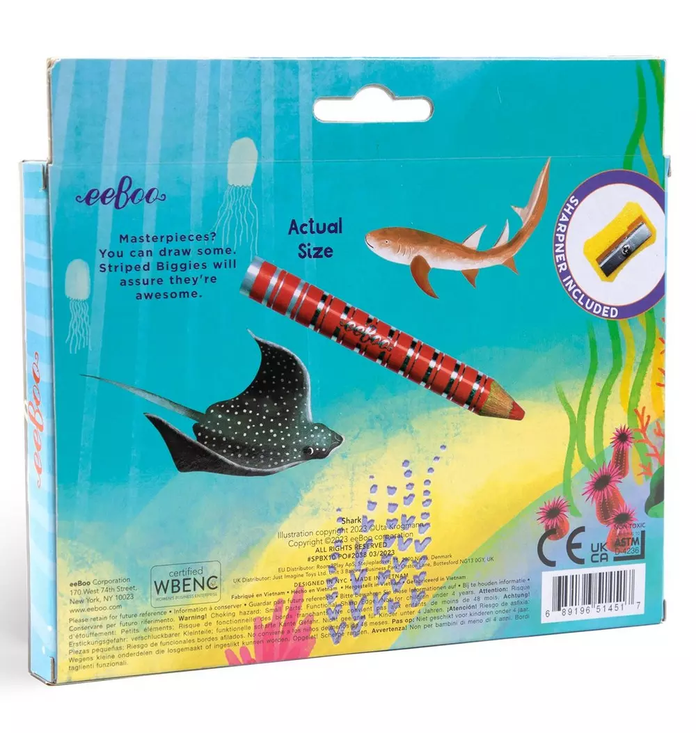 Biggies Color Pencils: Shark Striped - 12pc