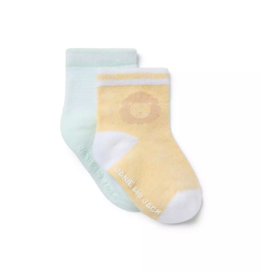 Baby Lion And Stripe Sock Set