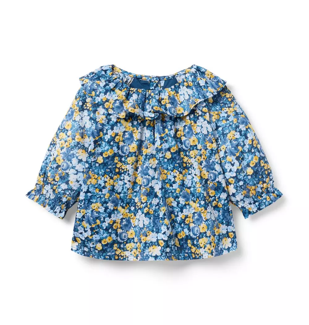 Floral Ruffle Collar Top