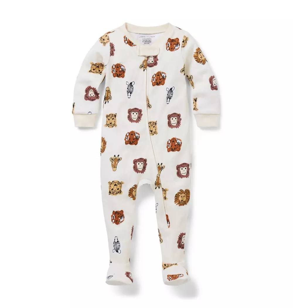 Baby Good Night Footed Pajama In Safari Friends