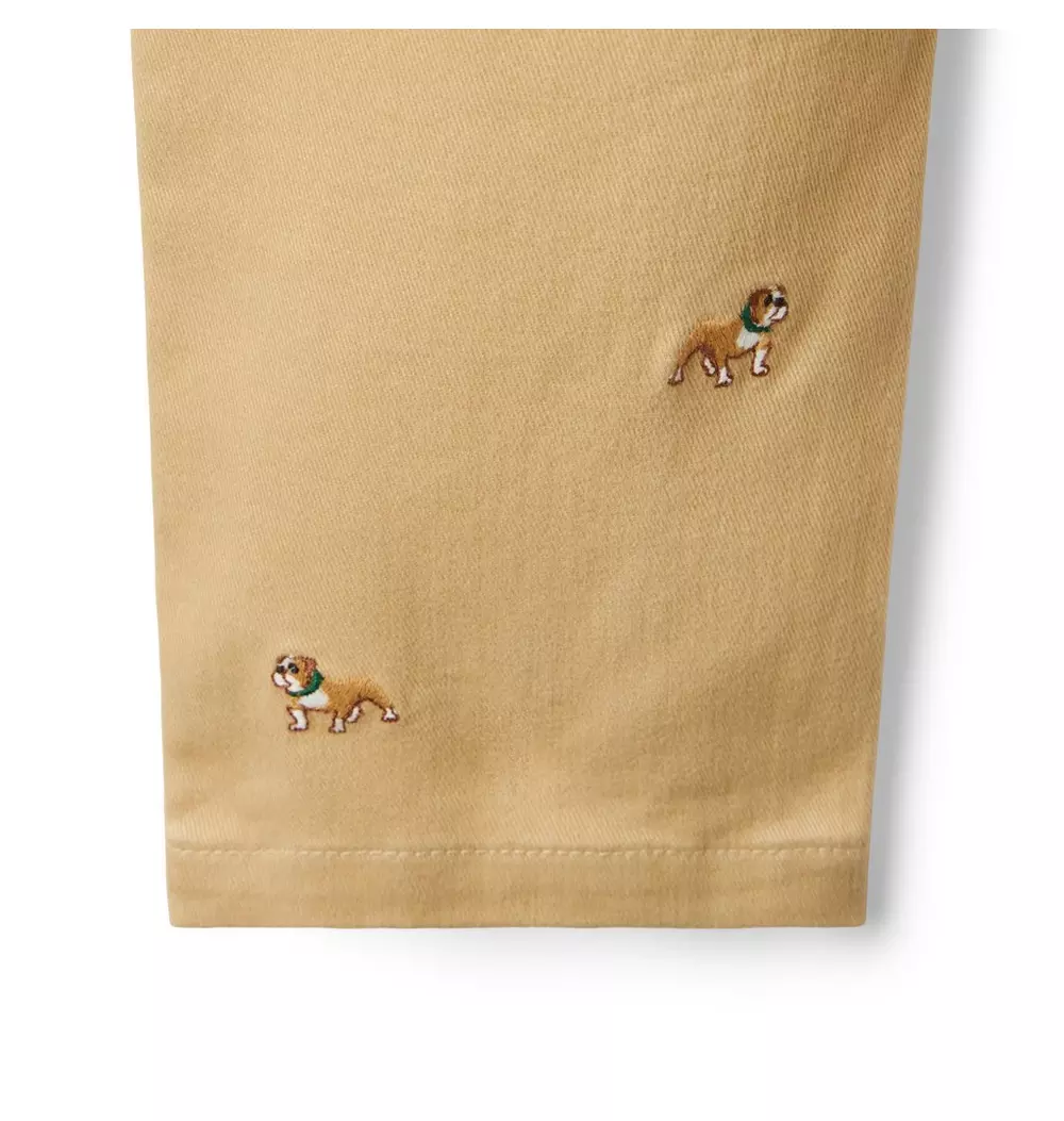 Embroidered Bulldog Twill Jogger