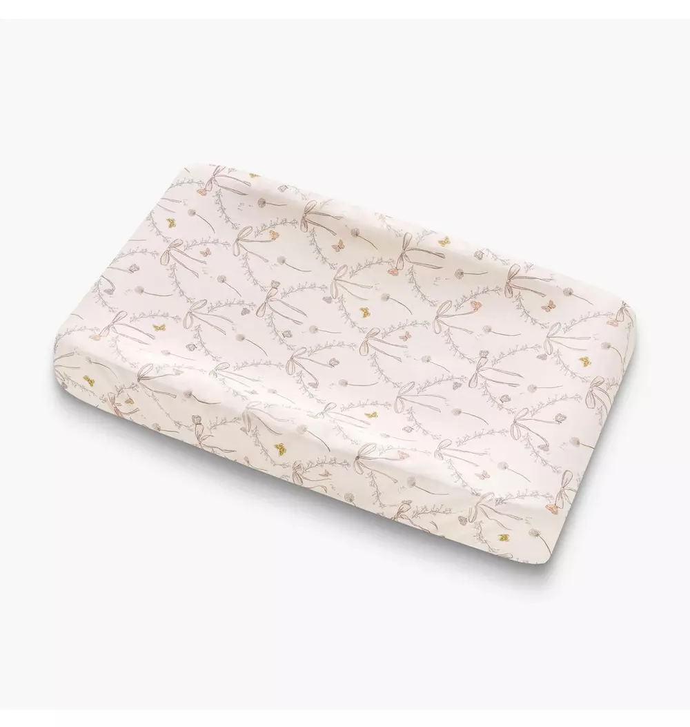 Bows & Butterfly Kisses Changing Pad Cover - Pink