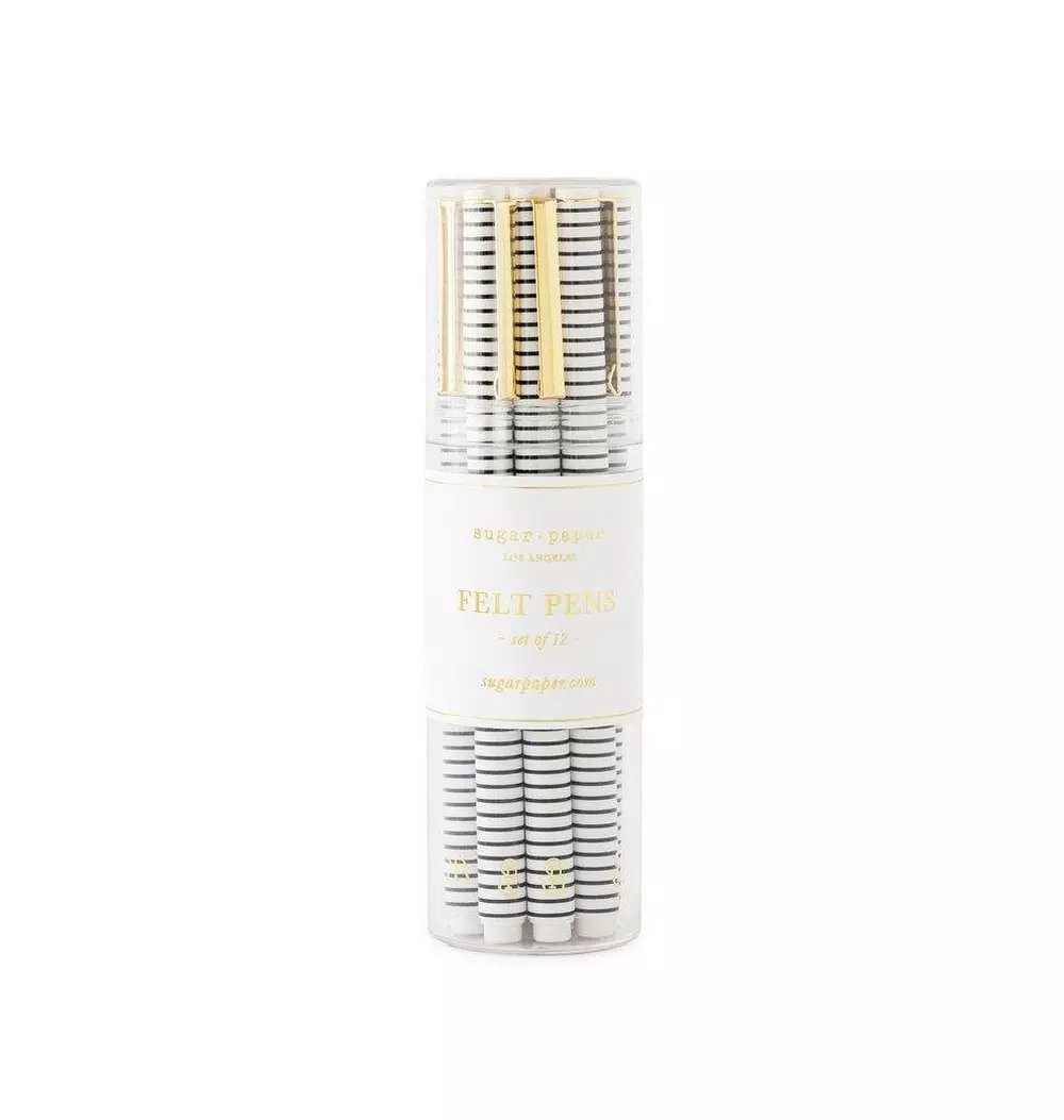 Black Stripe Bulk Felt Pen Set (Set of 12)
