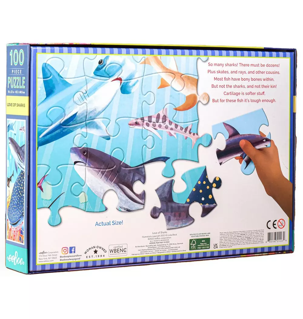 100 Piece Puzzle & Poster: Love Of Sharks